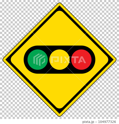 There are road signs, warning signs, and traffic lights There are road signs, warning signs, and traffic lights 104977326