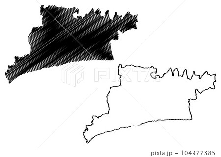 Arun Non-metropolitan district (United Kingdom of Great Britain and Northern Ireland, ceremonial county West Sussex, England) map vector illustration, scribble sketch map 104977385