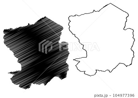 Nuneaton and Bedworth Non-metropolitan district, Borough (United Kingdom of Great Britain and Northern Ireland, ceremonial county Warwickshire or Warks, England) map vector, scribble sketch 104977396