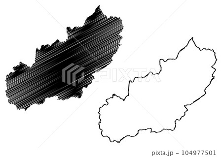Rushcliffe Non-metropolitan district, Borough (United Kingdom of Great Britain and Northern Ireland, ceremonial county Nottinghamshire or Notts, England) map vector illustration, scribble sketch map 104977501