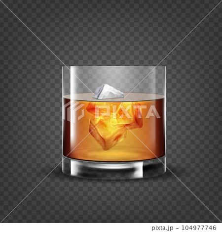 Whiskey With Ice Cubes In Glass Stock Photo, Picture and Royalty