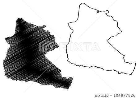 Middlesbrough Borough with unitary authority status (United Kingdom of Great Britain and Northern Ireland, ceremonial county North Yorkshire, England) map vector illustration, scribble sketch map 104977926
