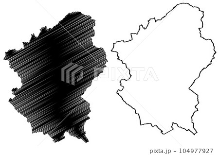 City, borough, unitary authority area of Milton Keynes (United Kingdom of Great Britain and Northern Ireland, ceremonial county Buckinghamshire, Bucks, England) map vector, scribble sketch map 104977927