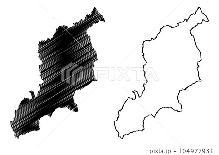 Newcastle under Lyme Non-metropolitan district, Borough (United Kingdom of Great Britain and Northern Ireland, ceremonial county Staffordshire or Staffs, England) map vector, scribble sketch map 104977931
