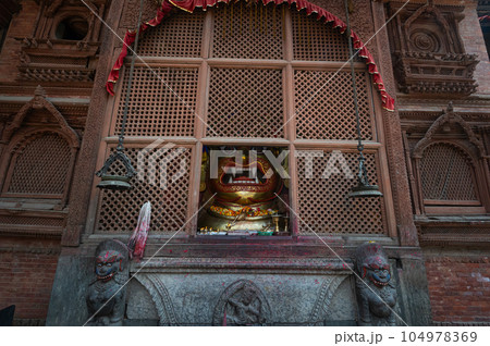 A landscape of Swet Bhairav at Kathmandu Durbar Square, Nepal 104978369
