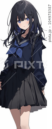 制服を着た黒髪の女の子キャラクターカード　ウラシク　No.153 5枚 制服を着た黒髪の女の子「AI生成画像」のイラスト素材 [104978387] - PIXTA