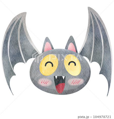 Cute watercolor cartoon bat illustration 104978721