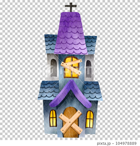 Watercolor Haunted House Watercolor Haunted House 104978889