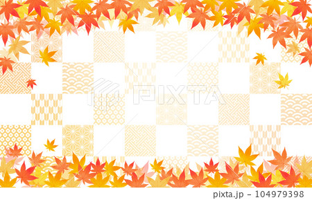 秋・紅葉・背景・お歳暮・七五三・和柄・市松模様・祝・和柄・伝統・模様 秋・紅葉・背景・お歳暮・七五三・和柄・市松模様・祝・和柄・伝統・模様 104979398