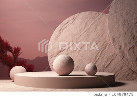 Abstract background Scene for cosmetic Product and Package Presentation, Stone Podium Display Abstract background Scene for cosmetic Product and Package Presentation, Stone Podium Display 104979479