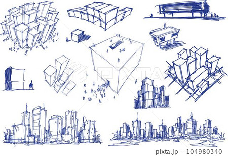 hand drawn architectural sketches of urban ideas and city structures and parts of the city and architecture and fantastic buildings hand drawn architectural sketches of urban ideas and city structures and parts of the city and architecture and fantastic buildings 104980340