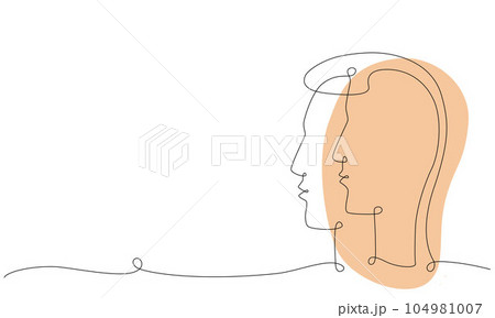 Gemini zodiac constellation one single hand drawing continues line frame, banner. Vector stock illustration isolated on white background. Editable stroke line. EPS10 Gemini zodiac constellation one single hand drawing continues line frame, banner. Vector stock illustration isolated on white background. Editable stroke line. EPS10 104981007