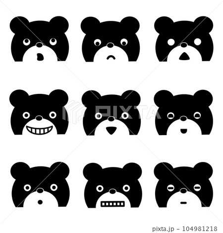 可愛い表情いろいろクマの顔セット 104981218