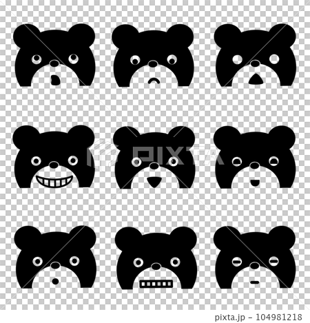 可愛い表情いろいろクマの顔セット 104981218