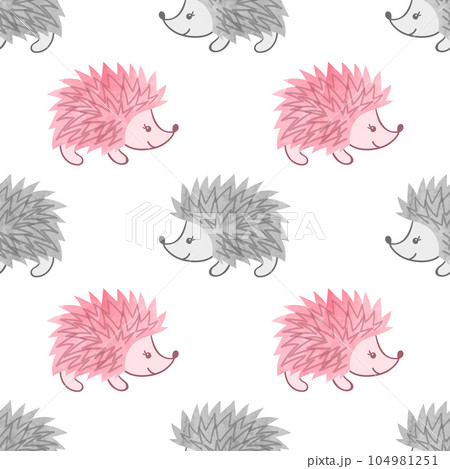 Seamless watercolor cute hedgehog pattern for kids design 104981251