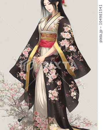 着物を着た女性のイラスト素材 [104981541] - PIXTA