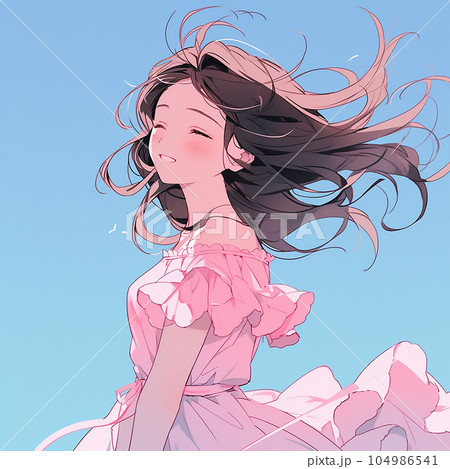 髪が風に靡いている美少女「AI生成画像」 104986541