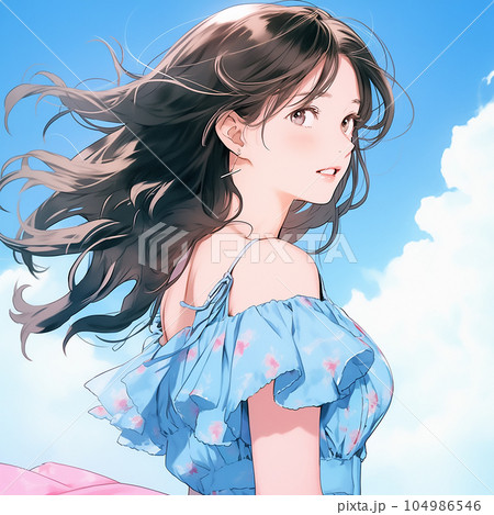 美女が振返った姿「AI生成画像」 104986546