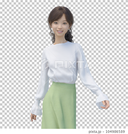 ロングスカートの若い女性 perming3DCGイラスト素材 ロングスカートの若い女性 perming3DCGイラスト素材 104986589