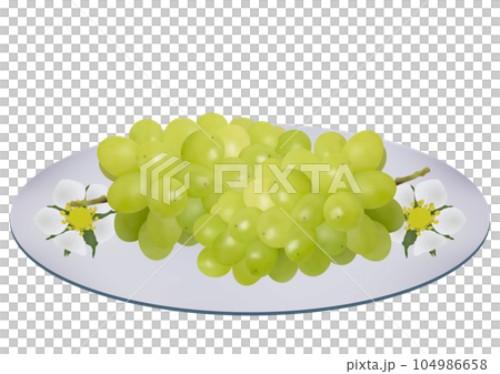 “葡萄”盛在盤子上 閃耀麝香白盤花卉圖案 104986658