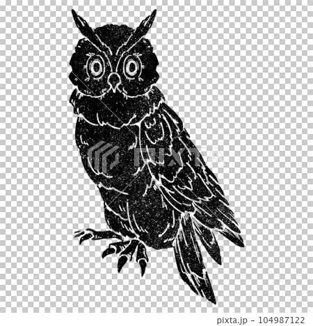 Owl with closed wings (single item) / stamp style 104987122