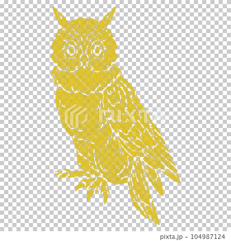 Owl with closed wings (single item) / Gold foil stamp style 104987124