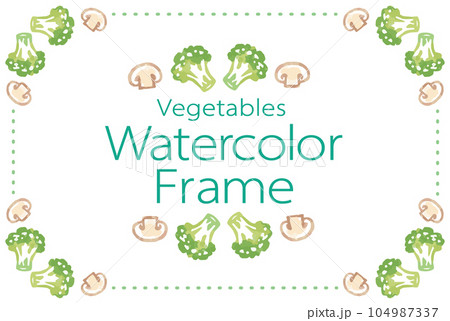 野菜のイラストを使ったフレーム・飾りのデザイン。水彩風、ベクター素材。 野菜のイラストを使ったフレーム・飾りのデザイン。水彩風、ベクター素材。 104987337