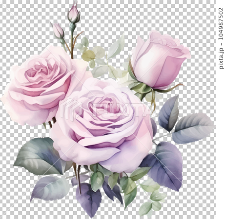 floral, illustration, watercolor, spring, nature, rose, flower, drawing, wedding, summer, leaf, pink, white, branch, design, bouquet, green, set, plant, decoration, invitation, garden, isolated, art, 104987502