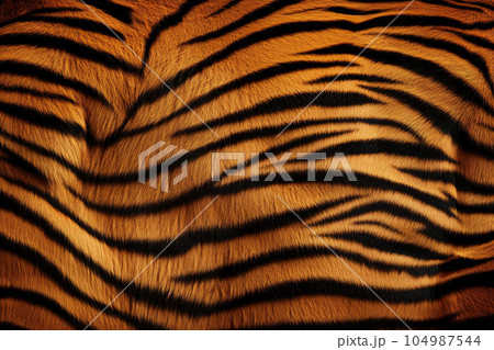 Real skin texture of tiger seamless pattern. Wildlife Animals. Illustration, Generative AI. 104987544