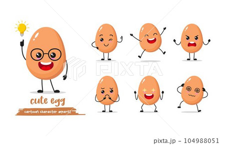 egg cartoon with many expressions. different egg activity vector illustration flat design. egg cartoon with many expressions. different egg activity vector illustration flat design. 104988051