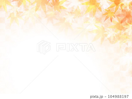 格子和柄オレンジ色と紅葉 格子和柄オレンジ色と紅葉 104988197
