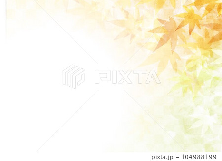 格子和柄オレンジ色と紅葉 104988199