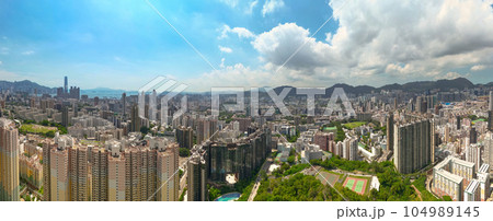 July 14 2023 Dynamic Yau Tsim Mong District, vibrant neighborhood in HK 104989145