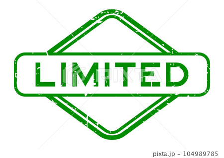 Grunge green limited word rubber square seal stamp on white background Grunge green limited word rubber square seal stamp on white background 104989785
