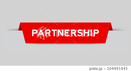 Red color inserted label with word partnership on gray background Red color inserted label with word partnership on gray background 104991845