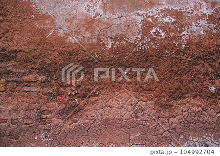 Old red brick wall texture background. Grunge cement surface 104992704