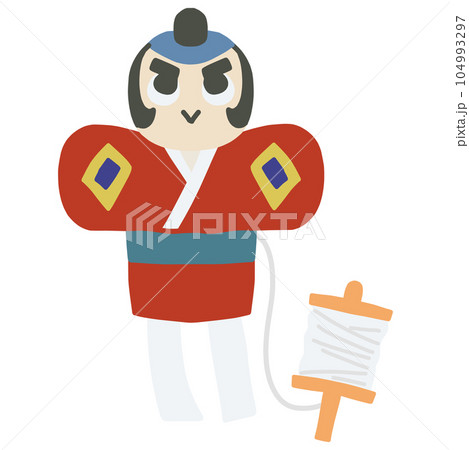 シンプルにデフォルメした笑顔の奴凧のイラスト 104993297