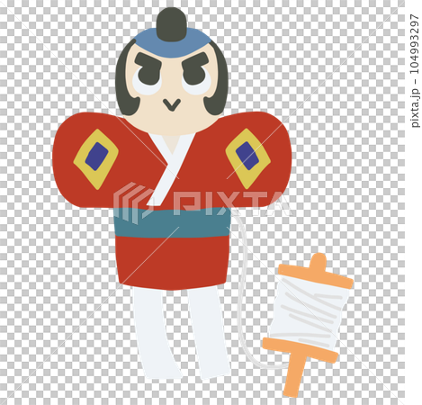 シンプルにデフォルメした笑顔の奴凧のイラスト 104993297