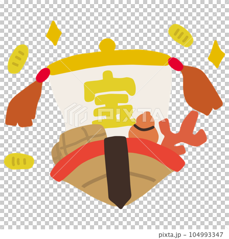 シンプルにデフォルメした宝船のイラスト 104993347