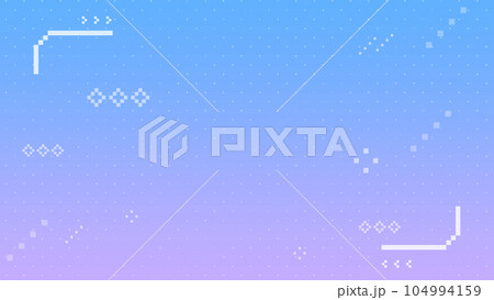 ドット絵のかわいい配信画面　背景装飾イラスト　フレーム　ピクセル　青空イメージ 104994159