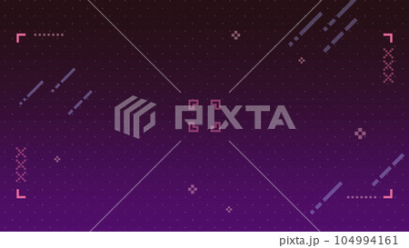 ドット絵のかわいい配信画面　背景装飾イラスト　フレーム　ピクセル　夜イメージ 104994161