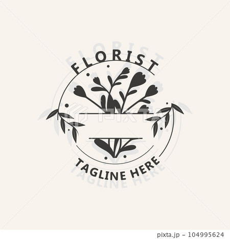 Wedding Florist logo beautiful floral leaf and...のイラスト素材 [104995624 ...