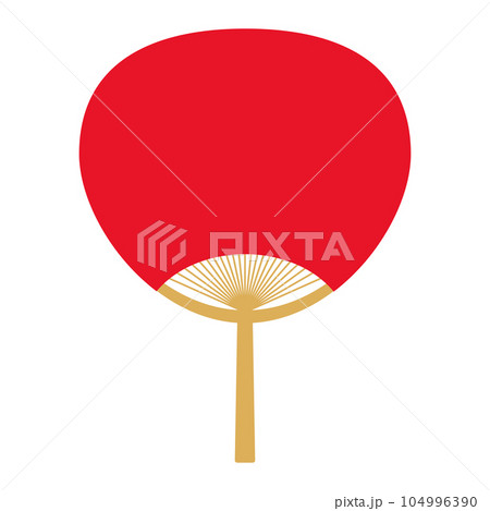 うちわのイラスト　形違いA　団扇　カラー 104996390