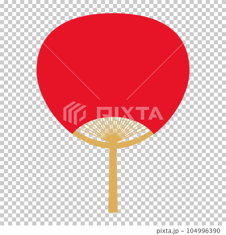 うちわのイラスト　形違いA　団扇　カラー 104996390