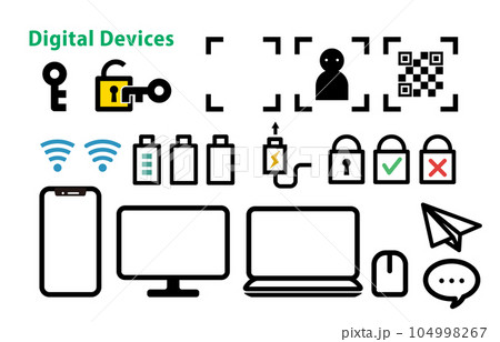 デジタル機器に関係するアイコンのイラストセット 104998267