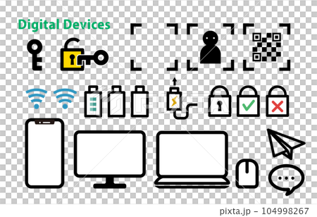 デジタル機器に関係するアイコンのイラストセット 104998267