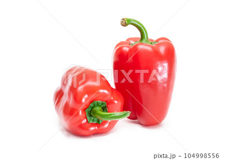 Red Bell Peppers Isolated on White Red Bell Peppers Isolated on White 104998556