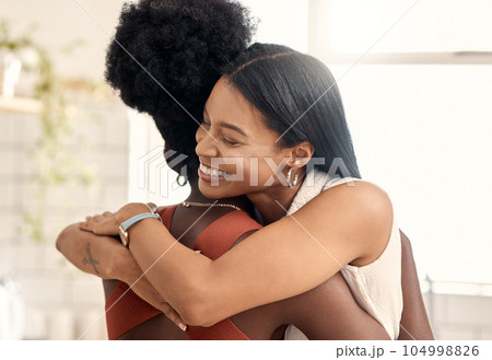Ive missed you. Shot of two young friends spending time together at home. Ive missed you. Shot of two young friends spending time together at home. 104998826