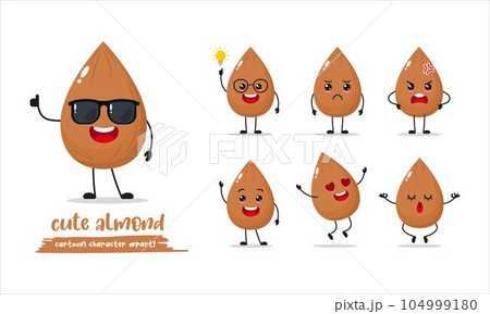 almond cartoon with many expressions. different almond activity vector illustration flat design almond cartoon with many expressions. different almond activity vector illustration flat design 104999180