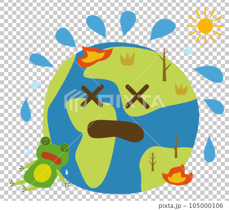 Global warming heat wave Earth and frogs getting tired in the summer Global warming heat wave Earth and frogs getting tired in the summer 105000106